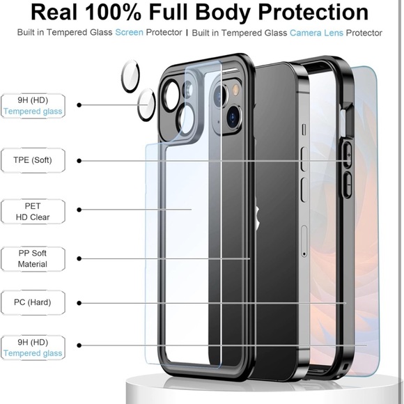 Temdan for iPhone 14 Case Waterproof,Built-in 9H Tempered Glass Screen Protector - Picture 3 of 10